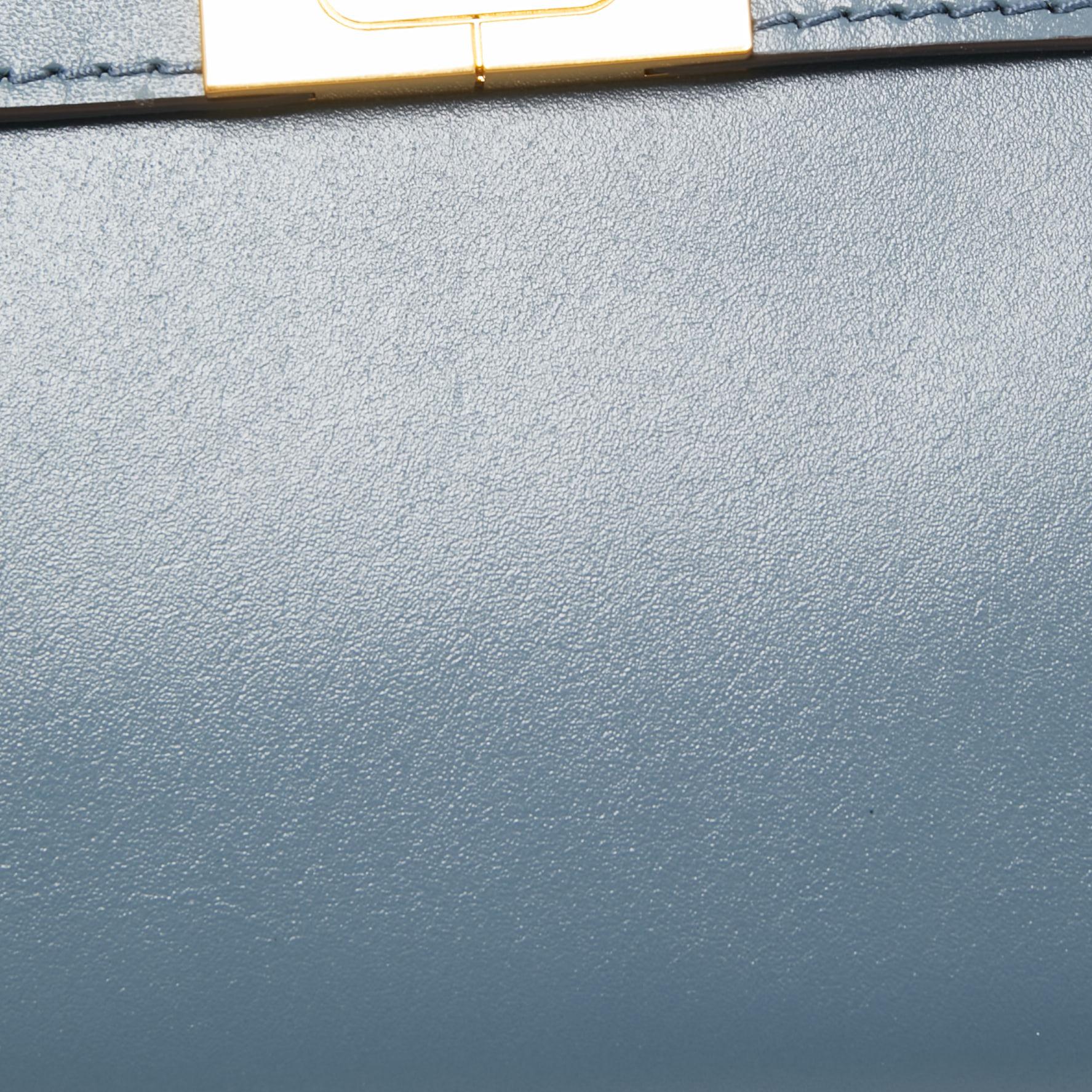 Women's Tory Burch Light Blue Leather Mini Lee Radziwill Wallet