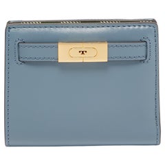 Tory Burch Light Blue Leather Mini Lee Radziwill Wallet