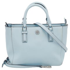 Tory Burch Hellblaue Saffiano-Ledertasche Robinson East West