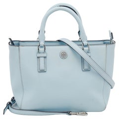 Tory Burch Light Blue Saffiano Leather Robinson East West Satchel