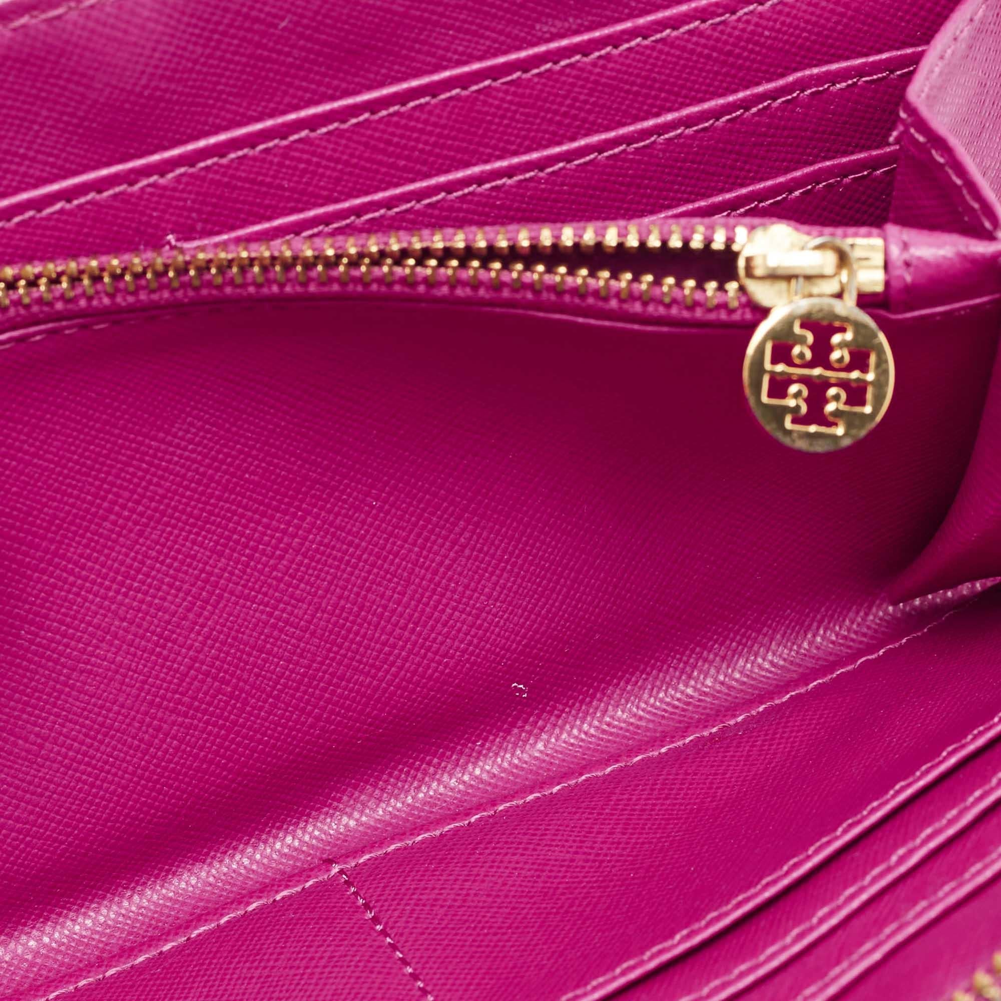 Women's Tory Burch Majenta Saffiano Leather Robinson Zip Around Wallet For Sale