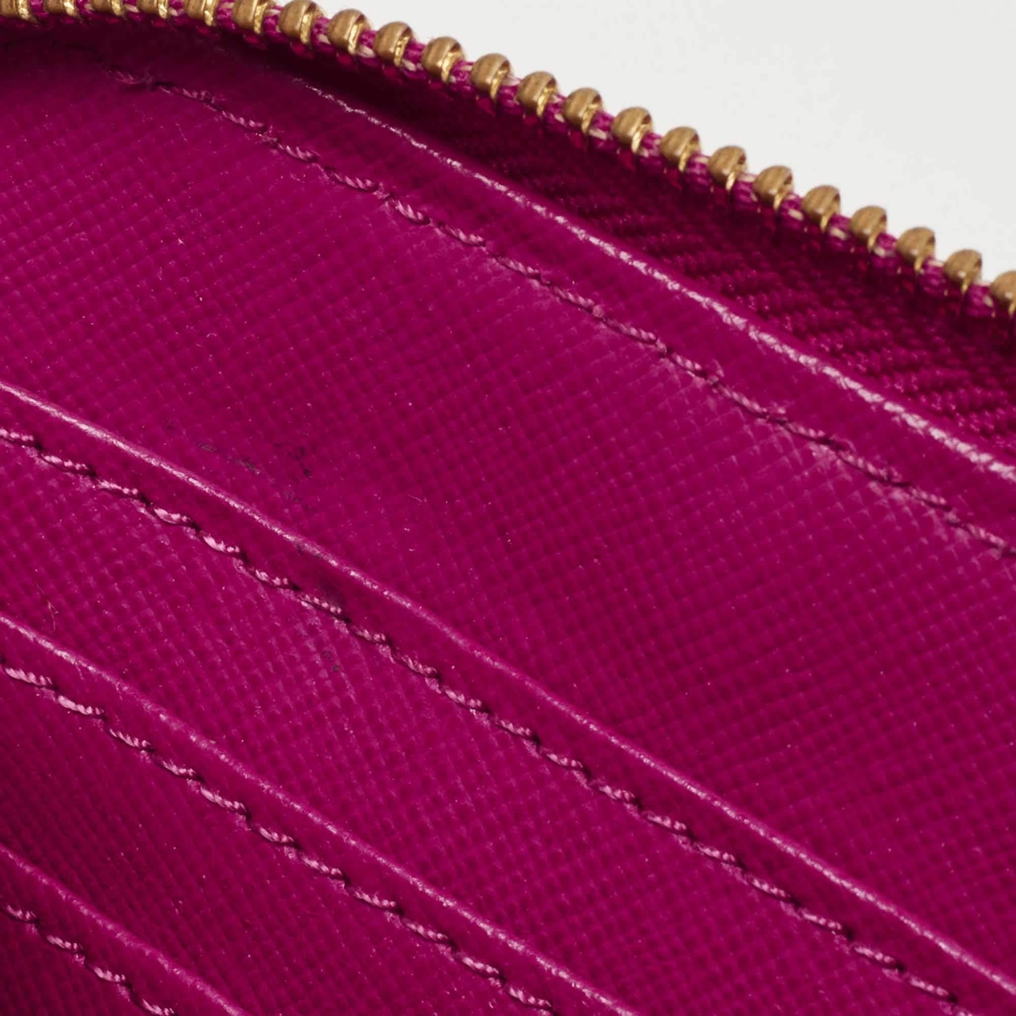 Tory Burch Majenta Saffiano Leather Robinson Zip Around Wallet For Sale 1