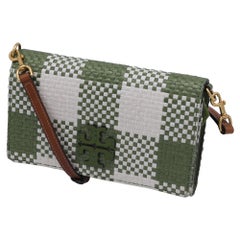 Tory Burch McGraw Woven Crossbody Bag in Green Leather