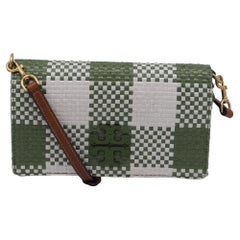 Tory Burch McGraw Woven Crossbody Bag in Green Leather