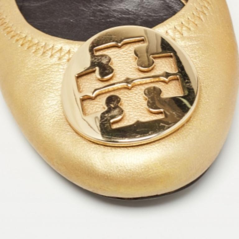 Tory Burch - Ballerines Claire en cuir doré métallisé, taille 37,5 Pour femmes en vente