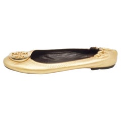 Tory Burch - Ballerines Claire en cuir doré métallisé, taille 37,5
