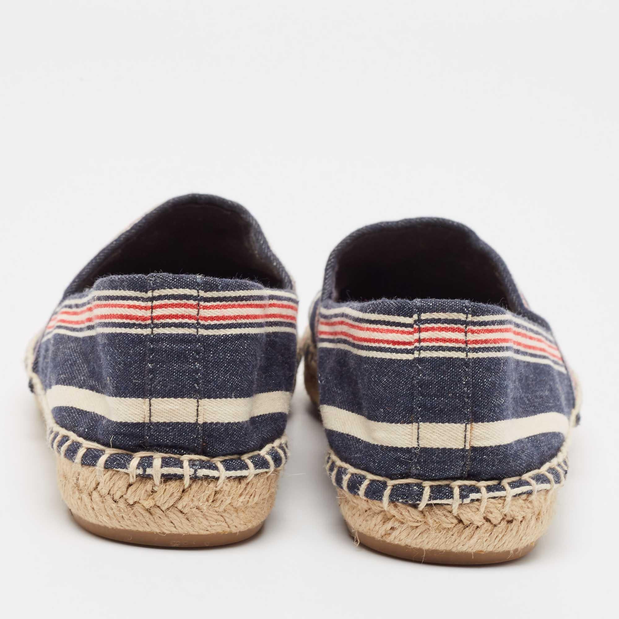 Women's Tory Burch Multicolor Denim and Leather Espadrille Flats Size 37.5