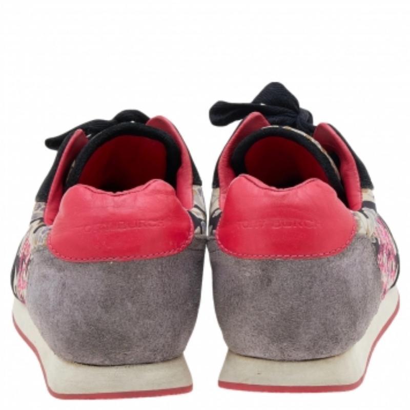 Tory Burch Mehrfarbige Low Top-Sneakers aus Stoff und Leder aus Stoff und Leder Größe 38 im Angebot 1