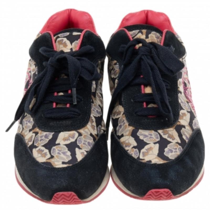 Tory Burch Mehrfarbige Low Top-Sneakers aus Stoff und Leder aus Stoff und Leder Größe 38 im Angebot 2