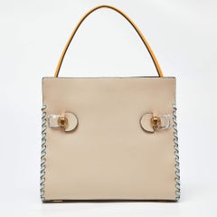 Tory Burch Mehrfarbige Peitschenstickerei aus Leder und Wildleder Lee Radziwill