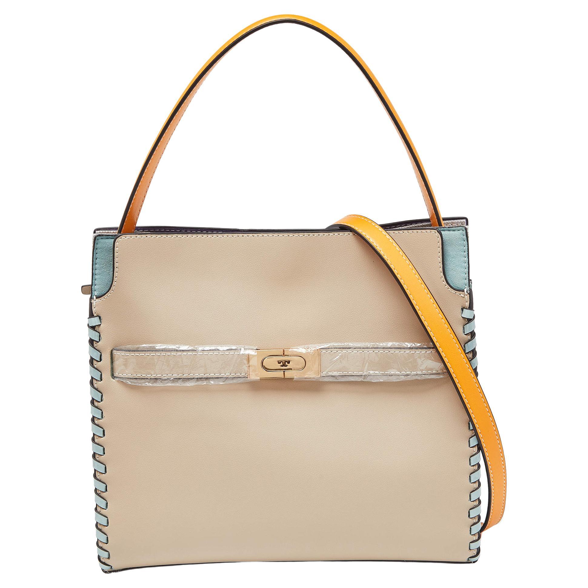 Tory Burch Multicolor Leather and Suede Small Lee Radziwill Whipstitch 