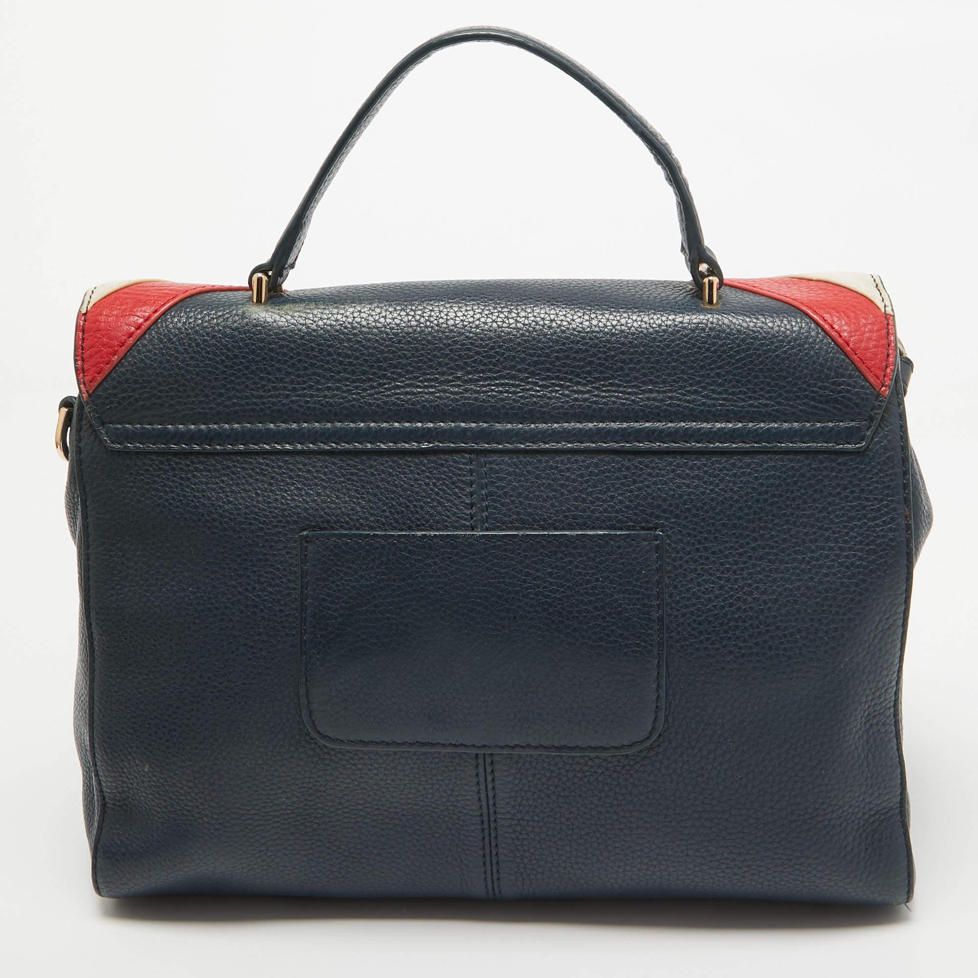 Tory Burch Multicolor Leather Stripe Kira Top Handle Bag In Fair Condition For Sale In Dubai, Al Qouz 2