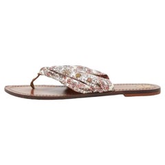 Tory Burch Multicolor Print Satin Carson Zehensandalen Größe 41