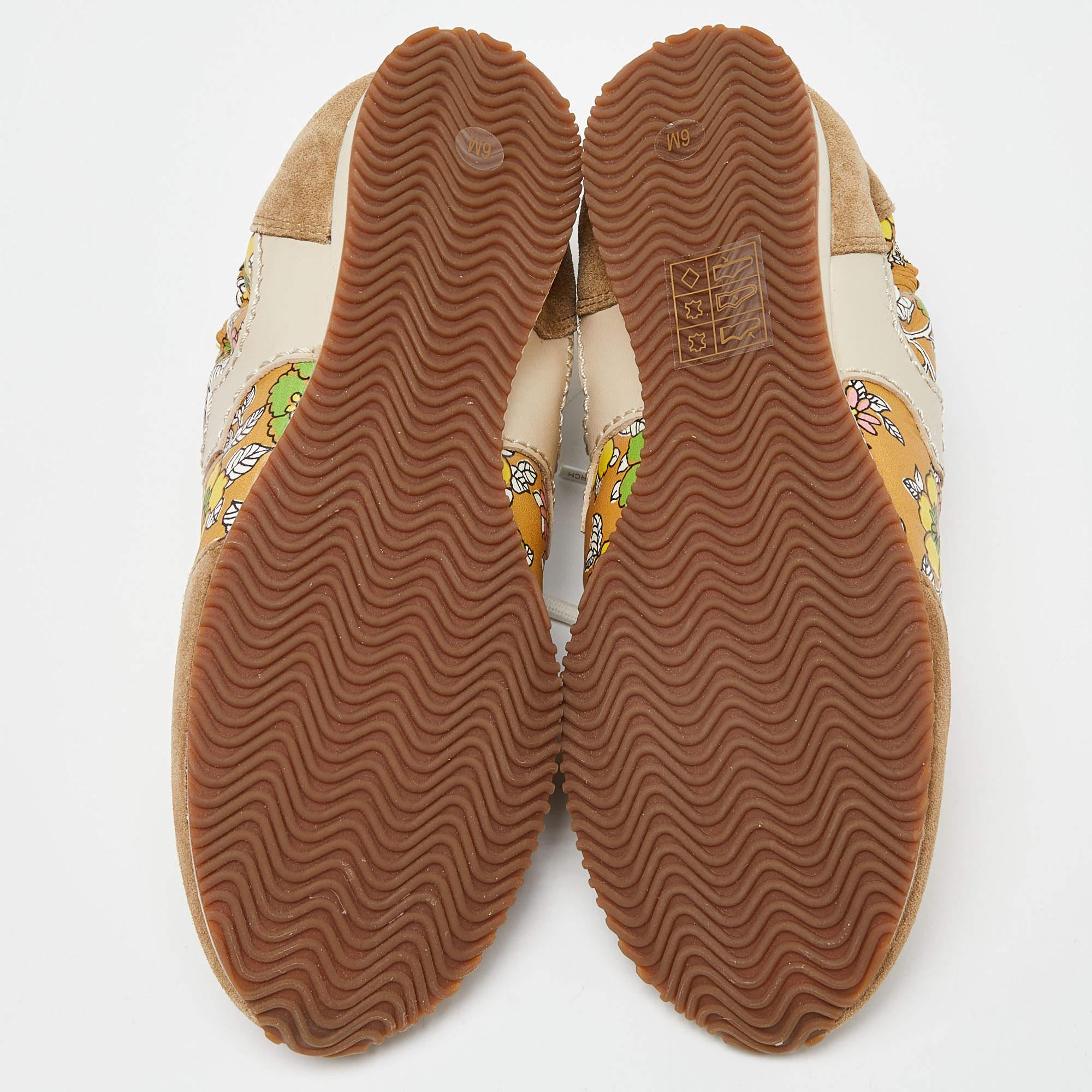 Tory Burch Multicolor Suede and Leather Lace Up Sneakers Size 36.5 For Sale 1