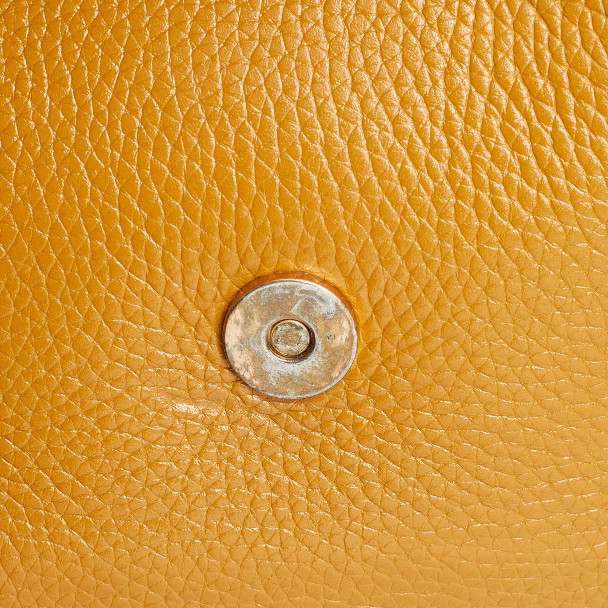 Tory Burch Mustard Leather Britten Floral Applique Flap Bag 1