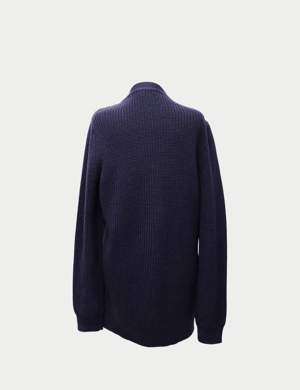 Nero Tory Burch Cardigan con pannello in pelle di mucca marrone e blu - L. in vendita