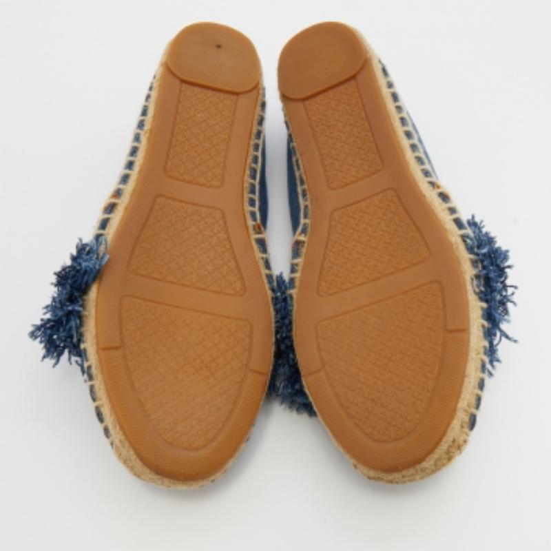 Tory Burch - Espadrilles plates à franges en denim bleu marine, taille 36 Bon état - En vente à Dubai, Al Qouz 2