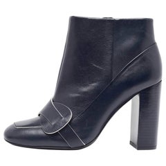 Tory Burch Navy Blue Leather Ankle Boots Size 37