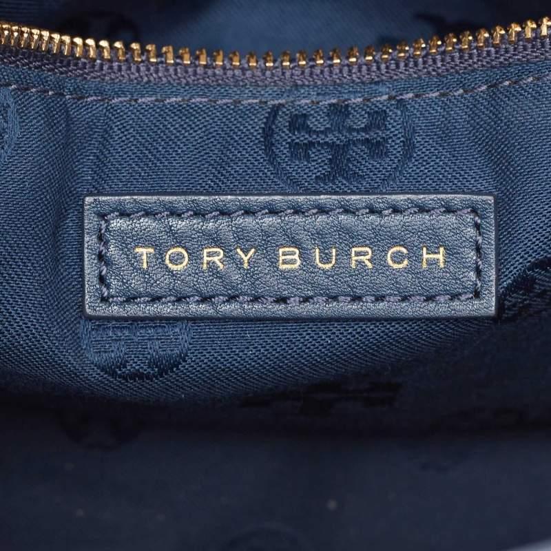 Tory Burch Navy Blue Leather Medium Fleming Shoulder Bag For Sale 6