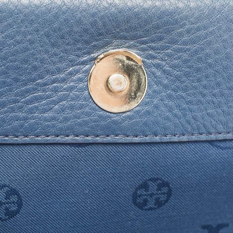 Tory Burch Navy Blue Leather Medium Fleming Shoulder Bag For Sale 2