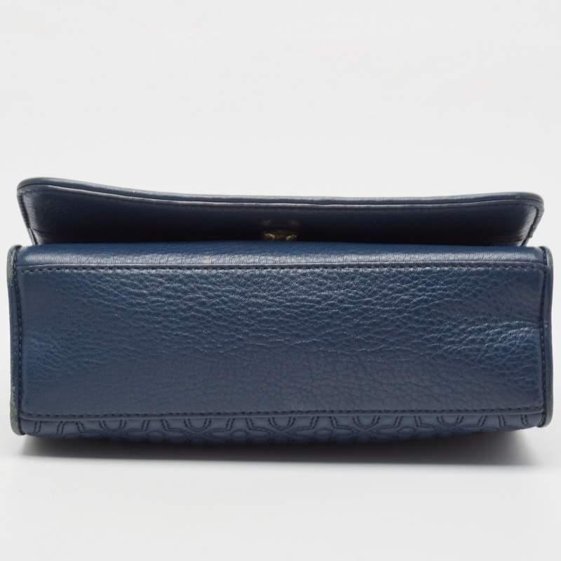 Tory Burch Navy Blue Leather Medium Fleming Shoulder Bag For Sale 3
