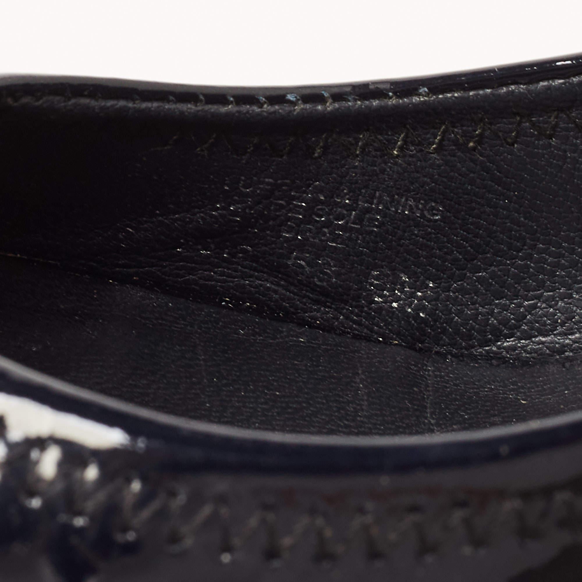 Tory Burch Navy Blue Patent Leather Wedge Pumps Size 36.5 For Sale 3