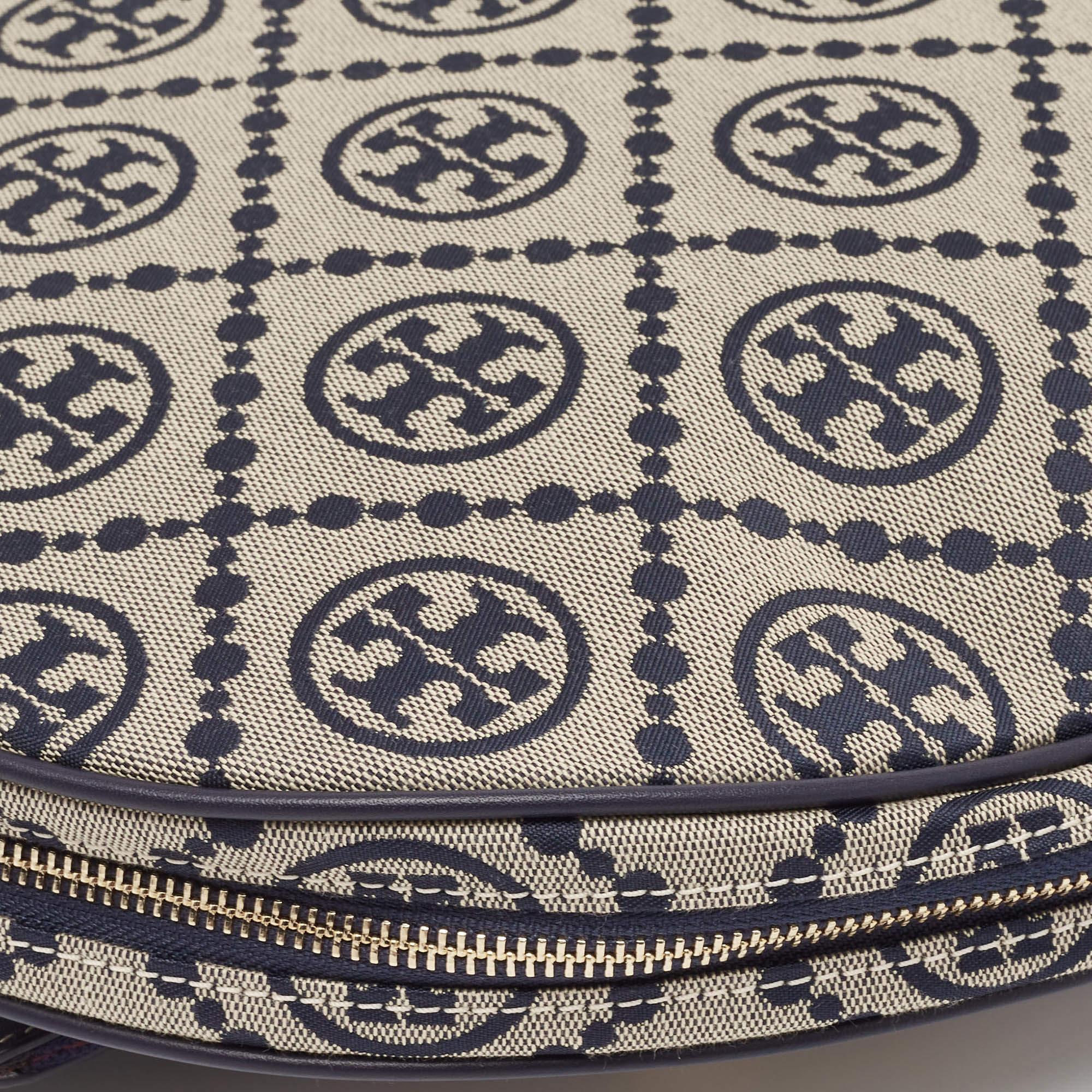 Tory Burch Navy Blue T Monogram Jacquard Canvas Tennis Bag 4