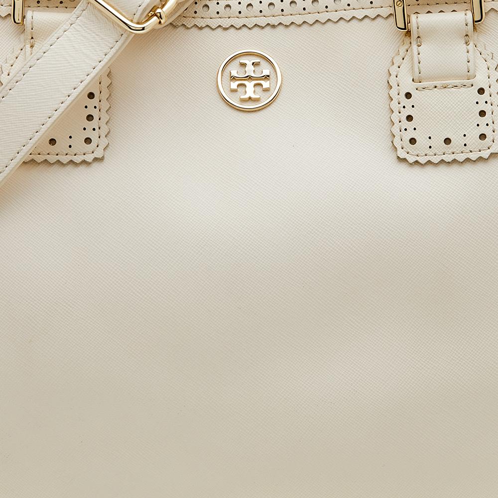 Tory Burch Off White Leather Large Robinson Double Zip Tote 4