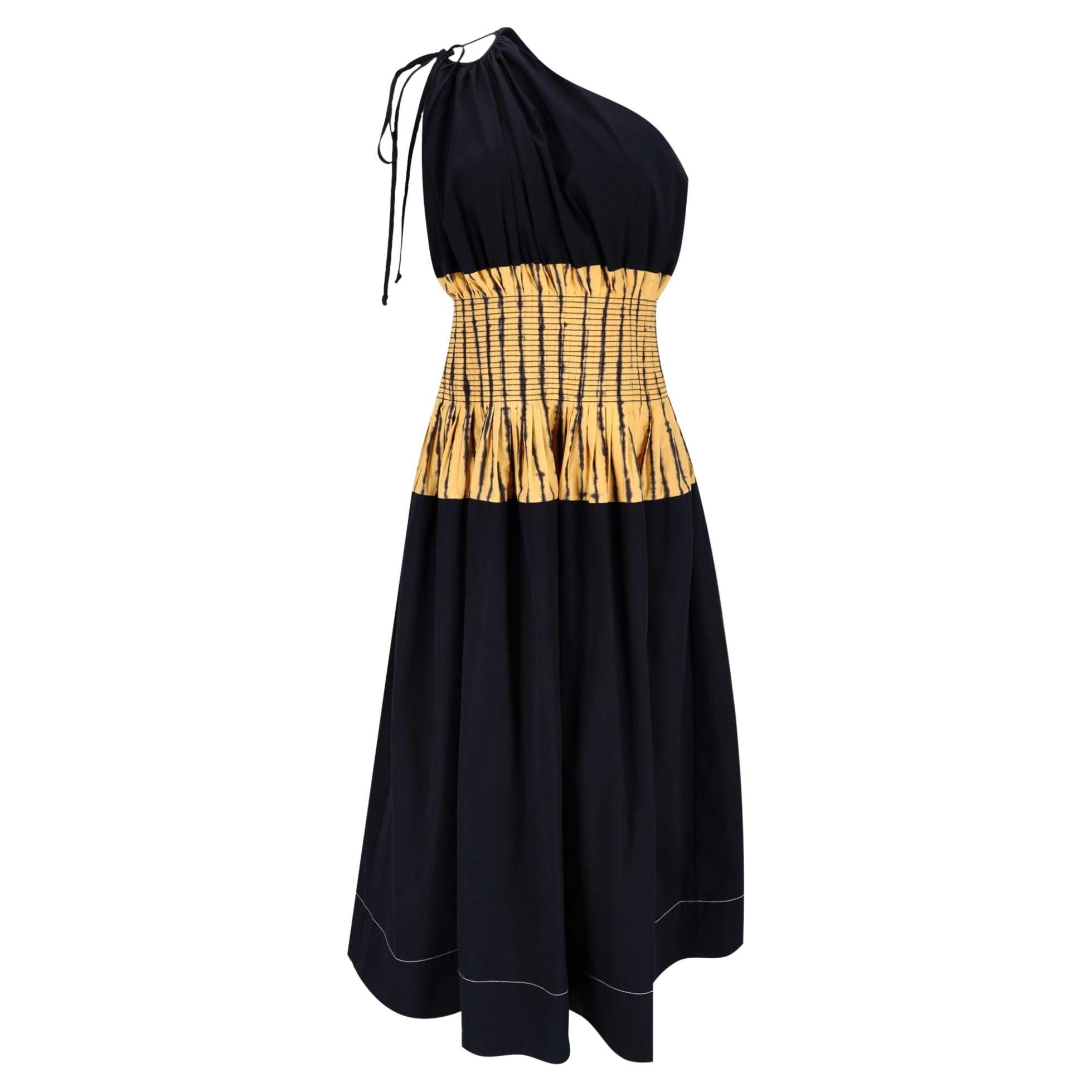 Tory Burch Ein-Schulter-Plissee-Kleid aus Baumwolle im Angebot