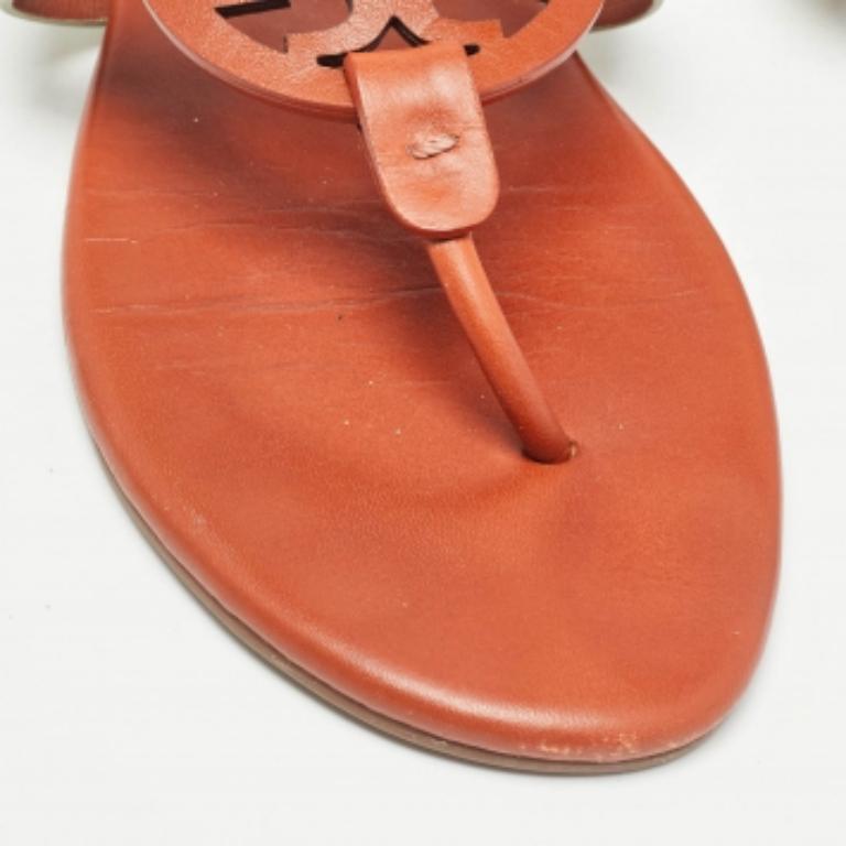 Tory Burch Orange/graue Miller Zehenschuhe aus Leder Größe 38,5 Damen im Angebot