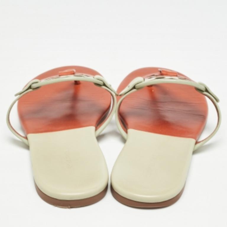 Tory Burch Orange/graue Miller Zehenschuhe aus Leder Größe 38,5 im Angebot 1