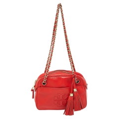 Tory Burch Orange Leather Camera Chain Bag