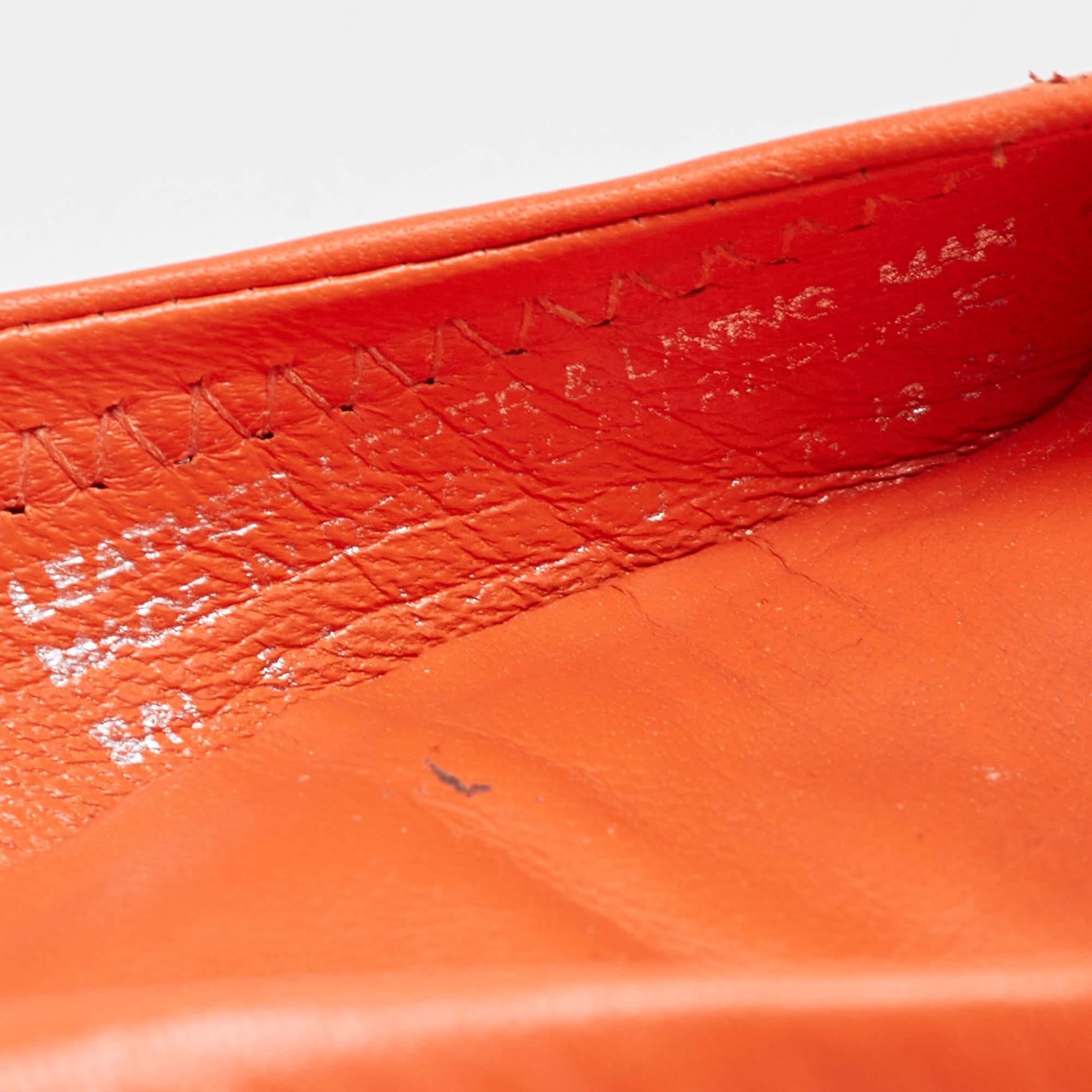 Tory Burch Orange Leather Minnie Scrunch Ballet Flats Size 36.5 For Sale 4