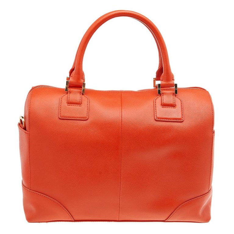 Tory Burch Orange Leather Robinson Middy Satchel at 1stDibs