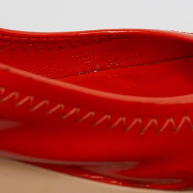 Tory Burch escarpins compensés en cuir verni orange, taille 36 en vente 3