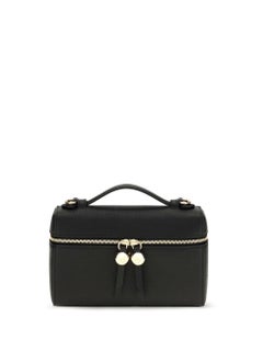 Tory Burch Pebbled Calf Leather Top Handle Bag — Black