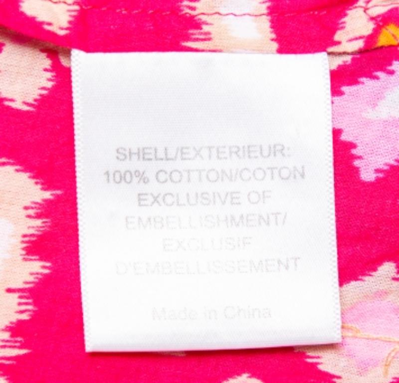 Women's Tory Burch Pink Batik Printed Cotton Embellished Oversized Top S For Sale
