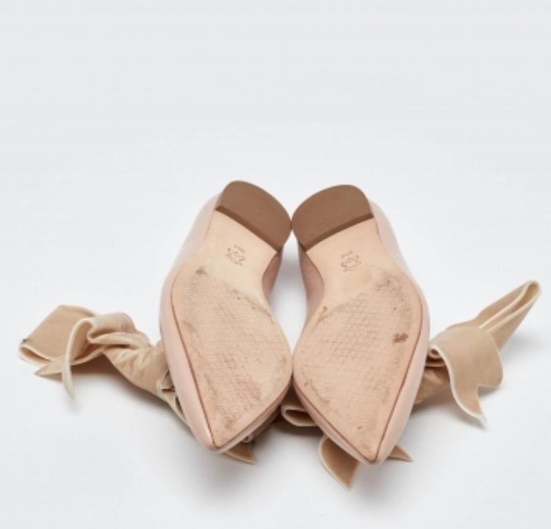Tory Burch Rosa/Beige Leder & Samt Clara spitze Zehe Ballettschuhe Größe 39,5 im Angebot 2