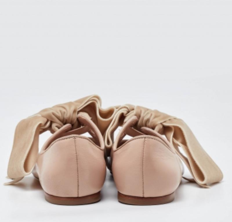 Tory Burch Rosa/Beige Leder & Samt Clara spitze Zehe Ballettschuhe Größe 39,5 im Angebot 3