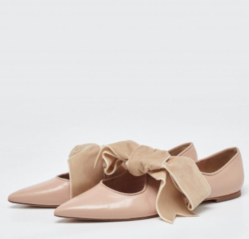 Tory Burch Rosa/Beige Leder & Samt Clara spitze Zehe Ballettschuhe Größe 39,5 im Angebot 4