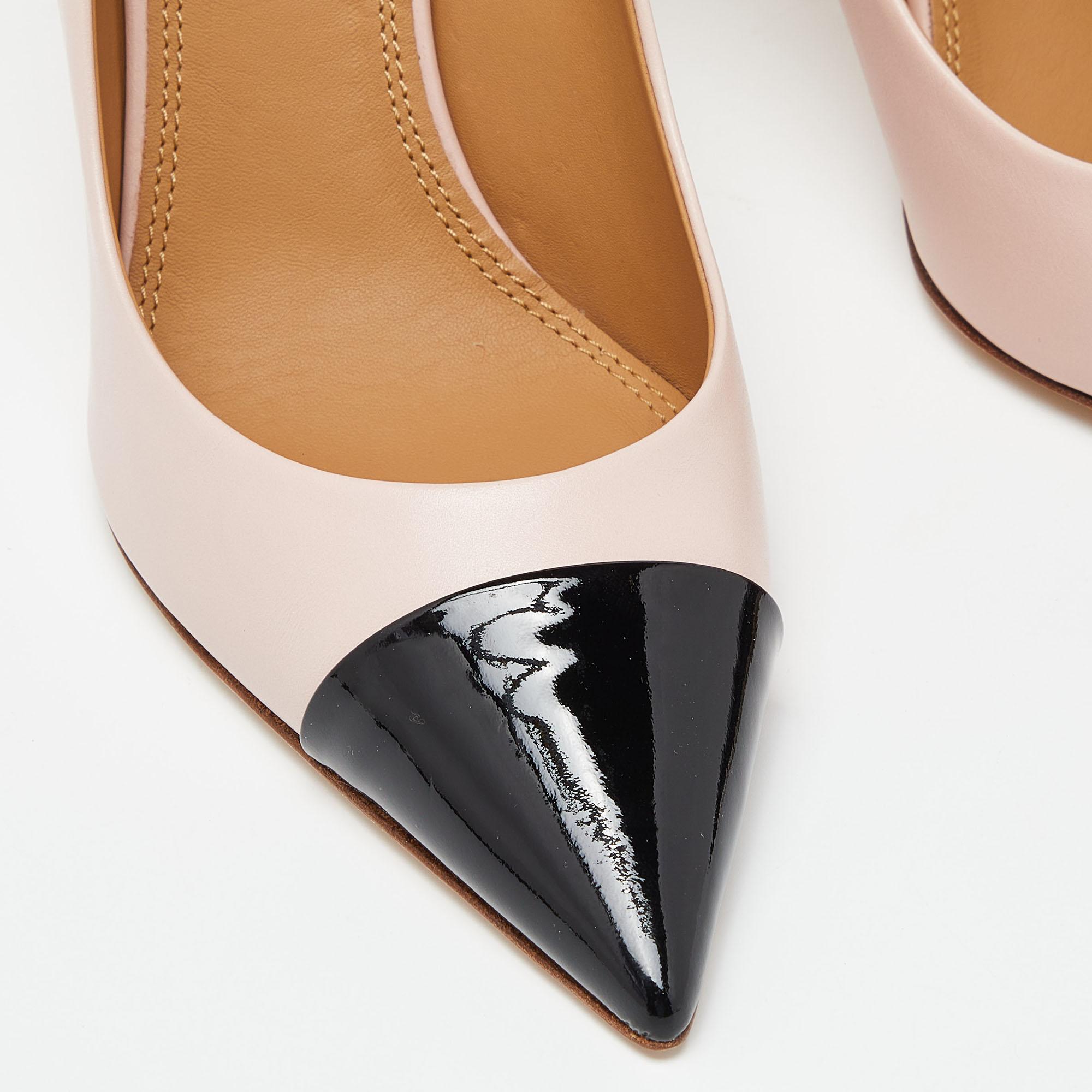 Women's Tory Burch Pink/Black Patent and Leather Penelope Pumps Size 38.5