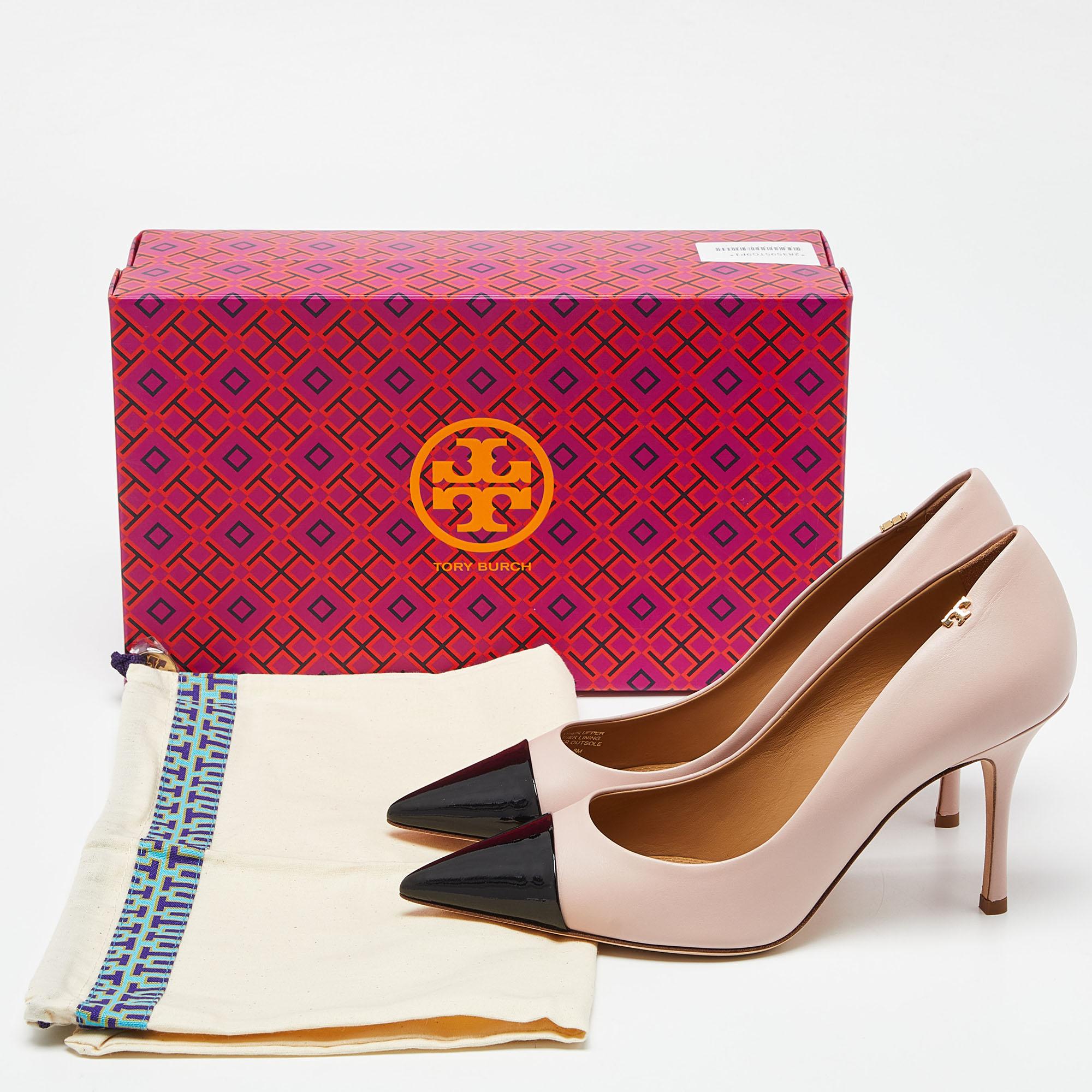 Tory Burch Pink/Black Patent and Leather Penelope Pumps Size 38.5 5