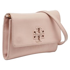 Tory Burch Rosa Leder Britten Umhängetasche mit Klappe