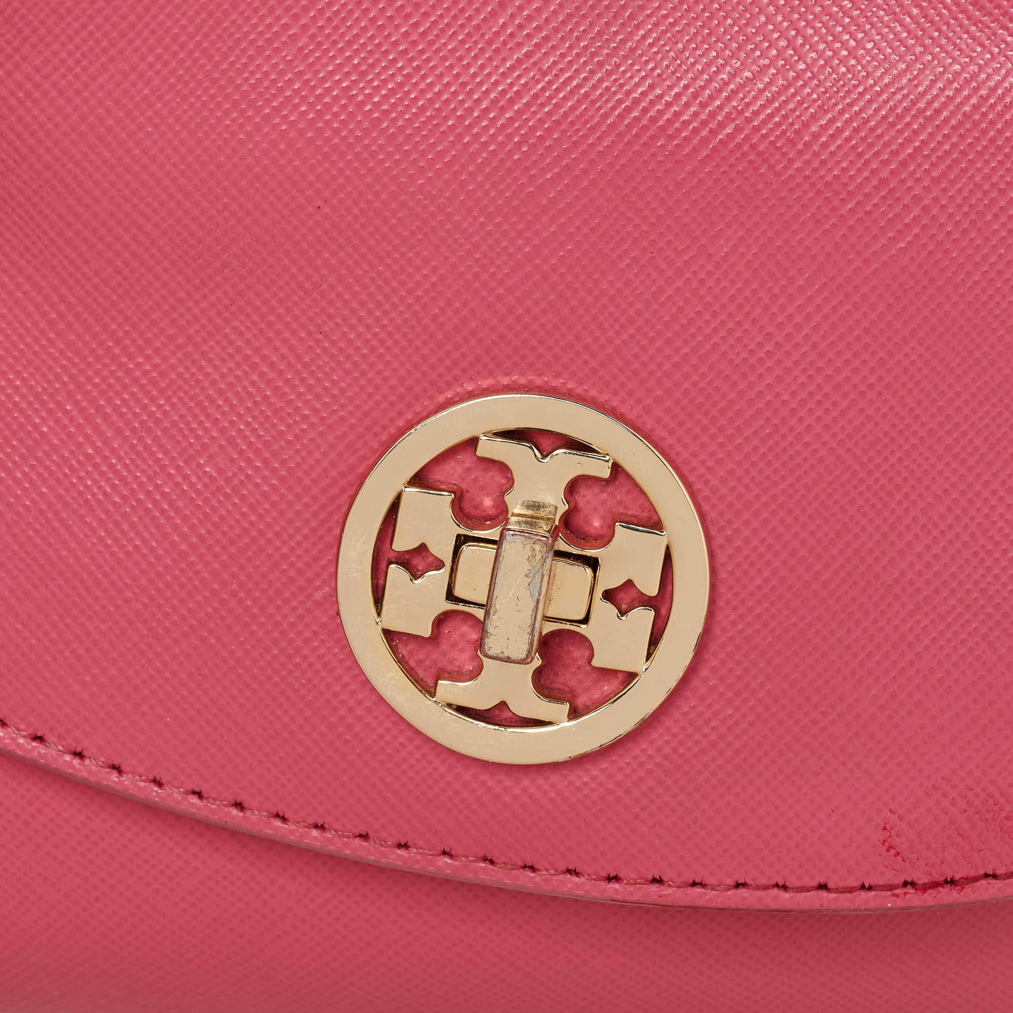 Tory Burch Pink Leather Robinson Crossbody Bag For Sale 3