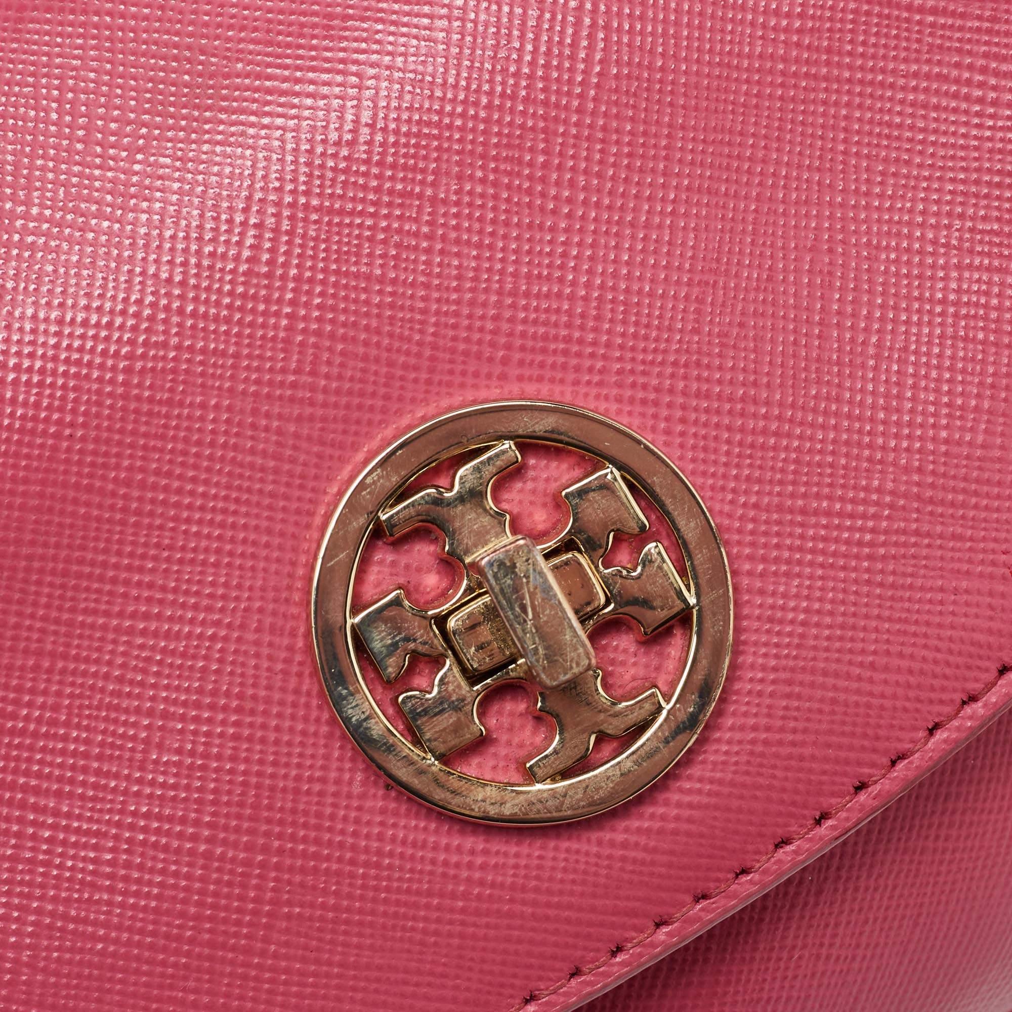 Tory Burch Pink Leather Robinson Crossbody Bag For Sale 4