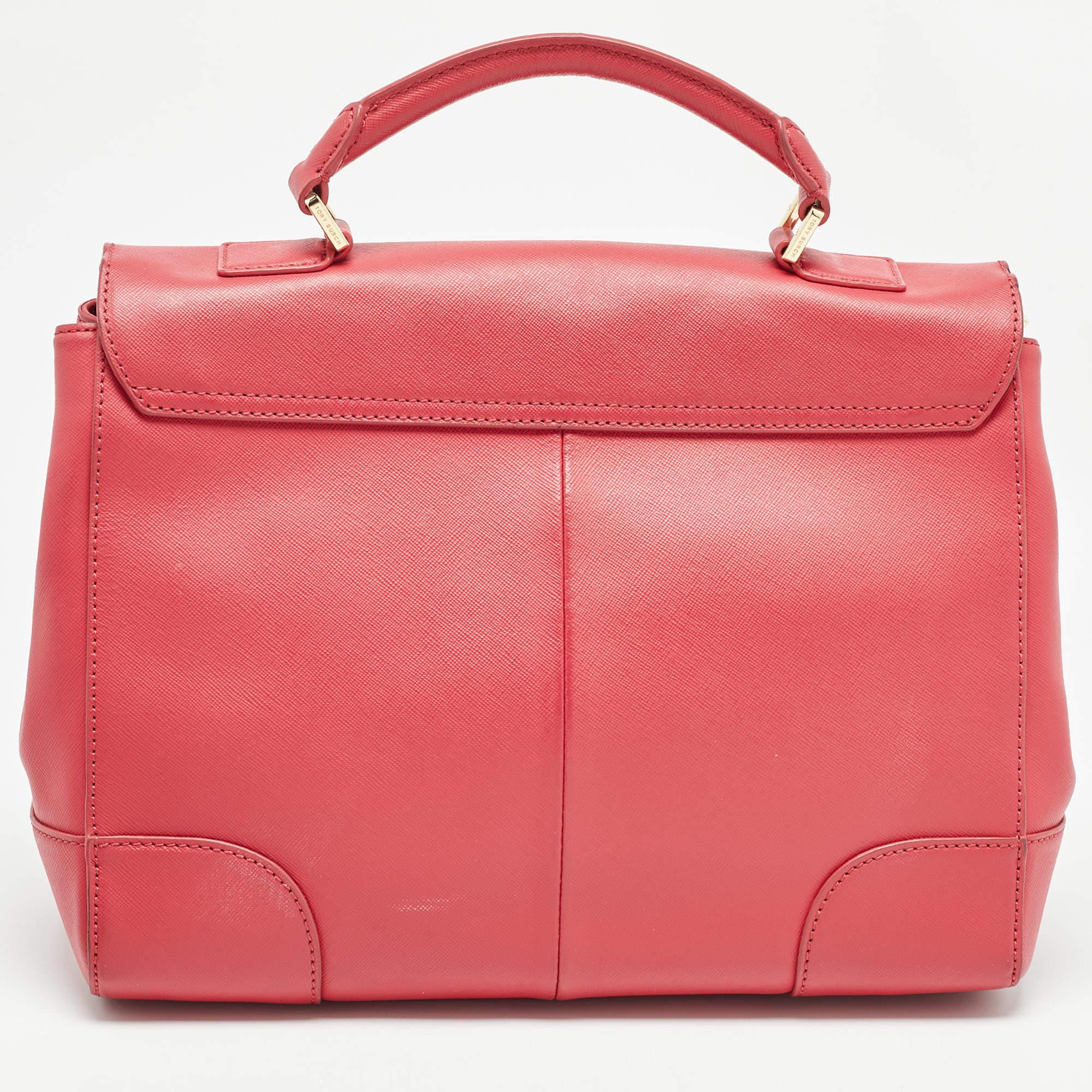 Women's Tory Burch Pink Leather Robinson Top Handle Bag