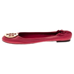 Tory Burch Pink Leather Scrunch Ballet Flats Size 40.5
