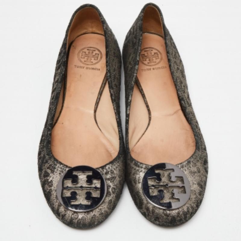 Noir Tory Burch imprimé Luisa Micro Ballet Flats Taille 40 en vente