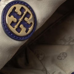 Tory Burch Purple Leather Hannah Tote