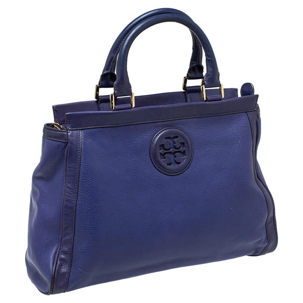 Tory Burch Purple Leather Hannah Tote In Good Condition In Dubai, Al Qouz 2